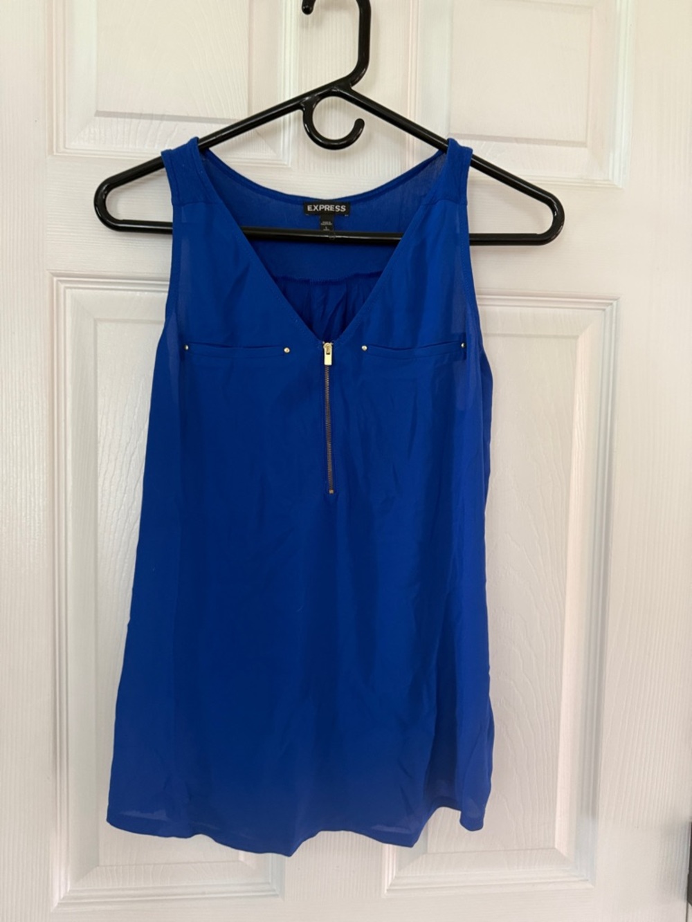 Express Royal Blue Zip-Front Sleeveless Tank